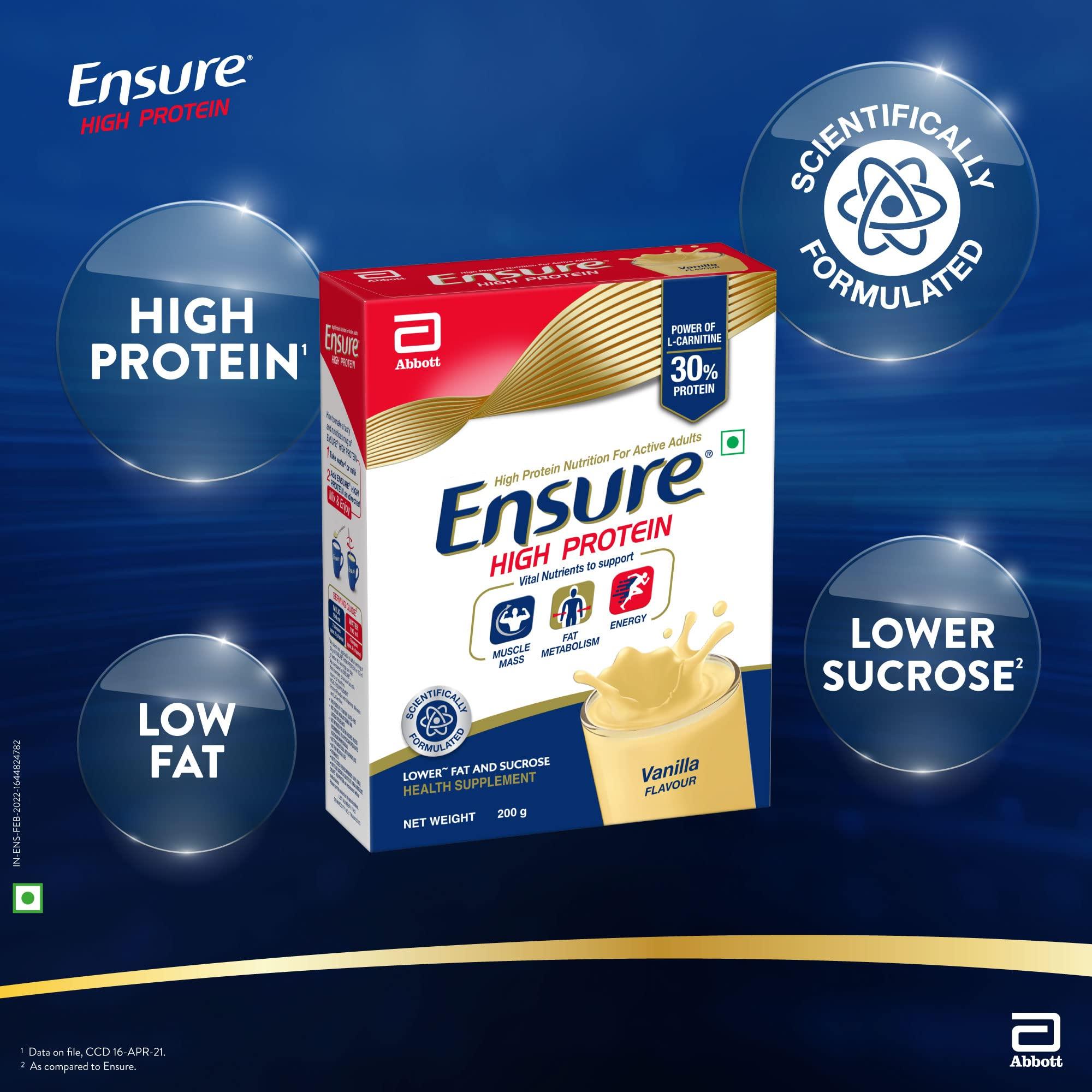 Ensure Ensure High Protein Drink for Physically Active Adults - Vanilla 200g gm, Red