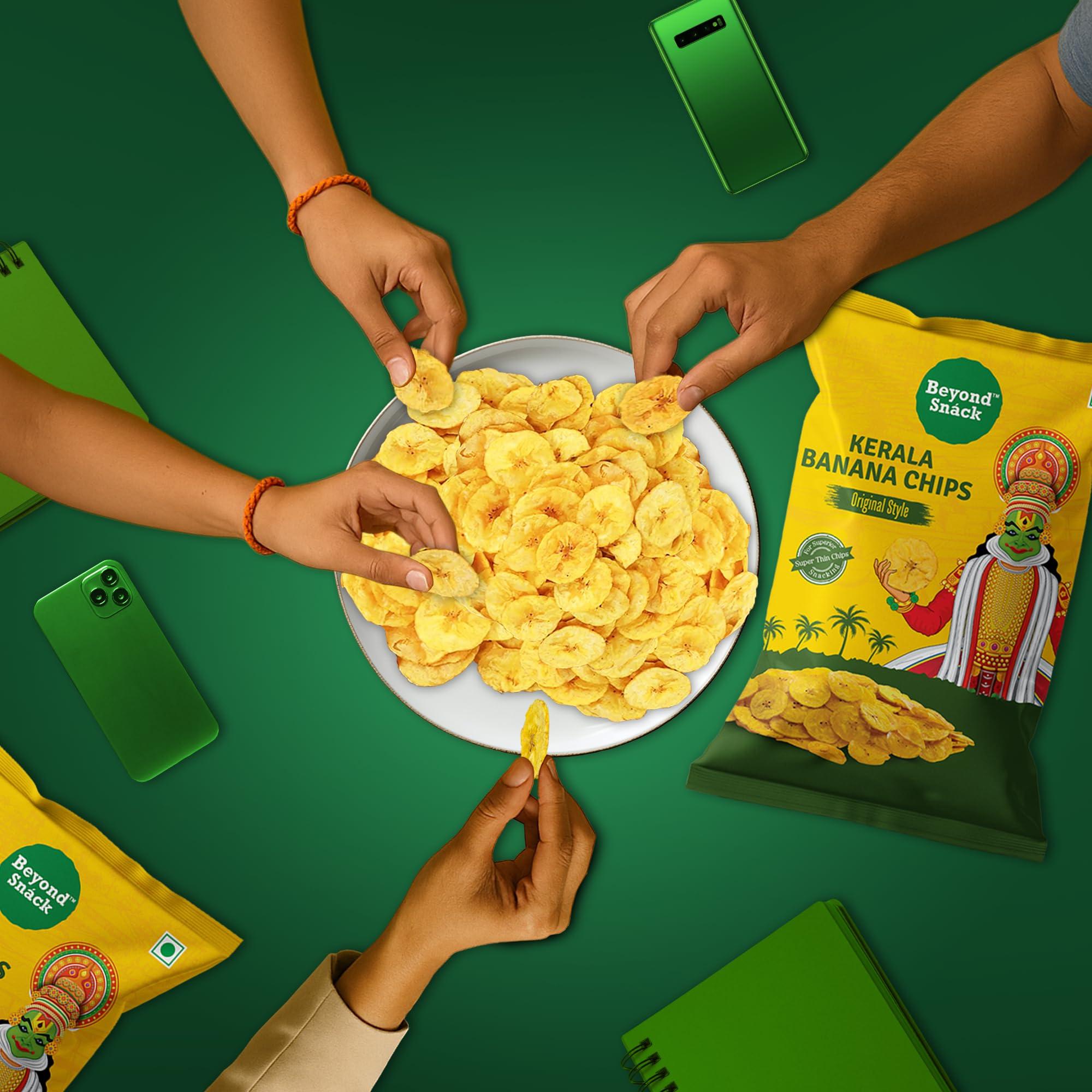 Beyond Snáck Beyond Snack Kerala Banana Chips Thin Crunch Crispy Snacks 600g (100g*6packs) - Party Pack (600gm (pack of 6), Original Style)