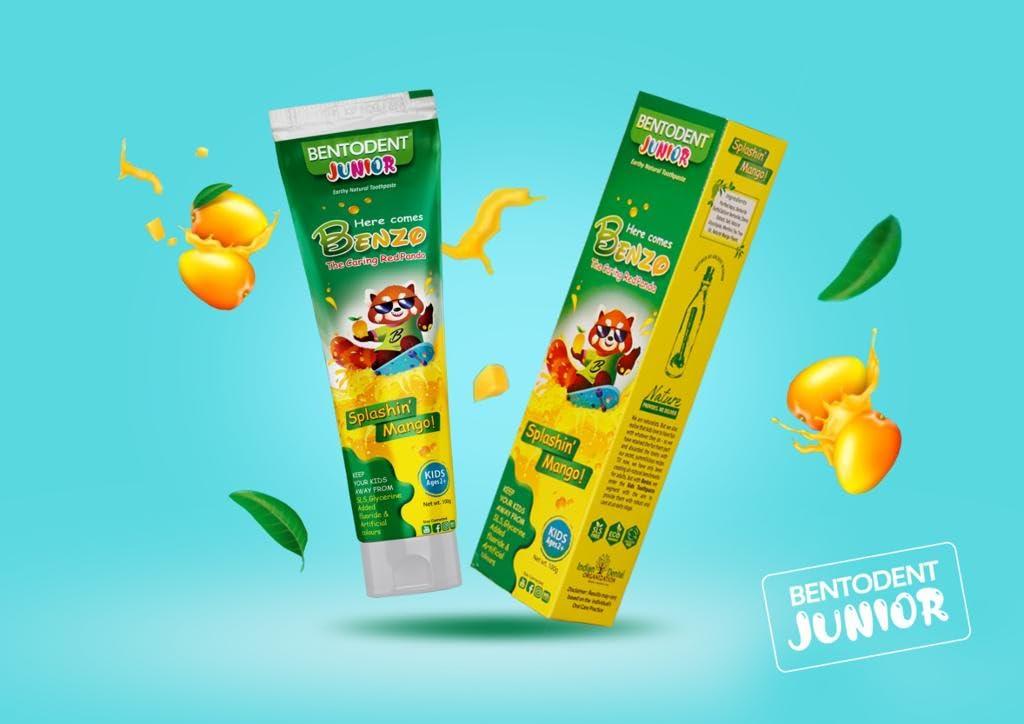 BENTODENT TOOTHPASTE BENTODENT TOOTHPASTE 100% Natural Kids Mango Twin Toothpaste, Fluoride Free, Sls Free, Complete Oral Care Protection For Kids, Fresh Breath, Best Toothpaste For Kids 2+ Years 100G Each