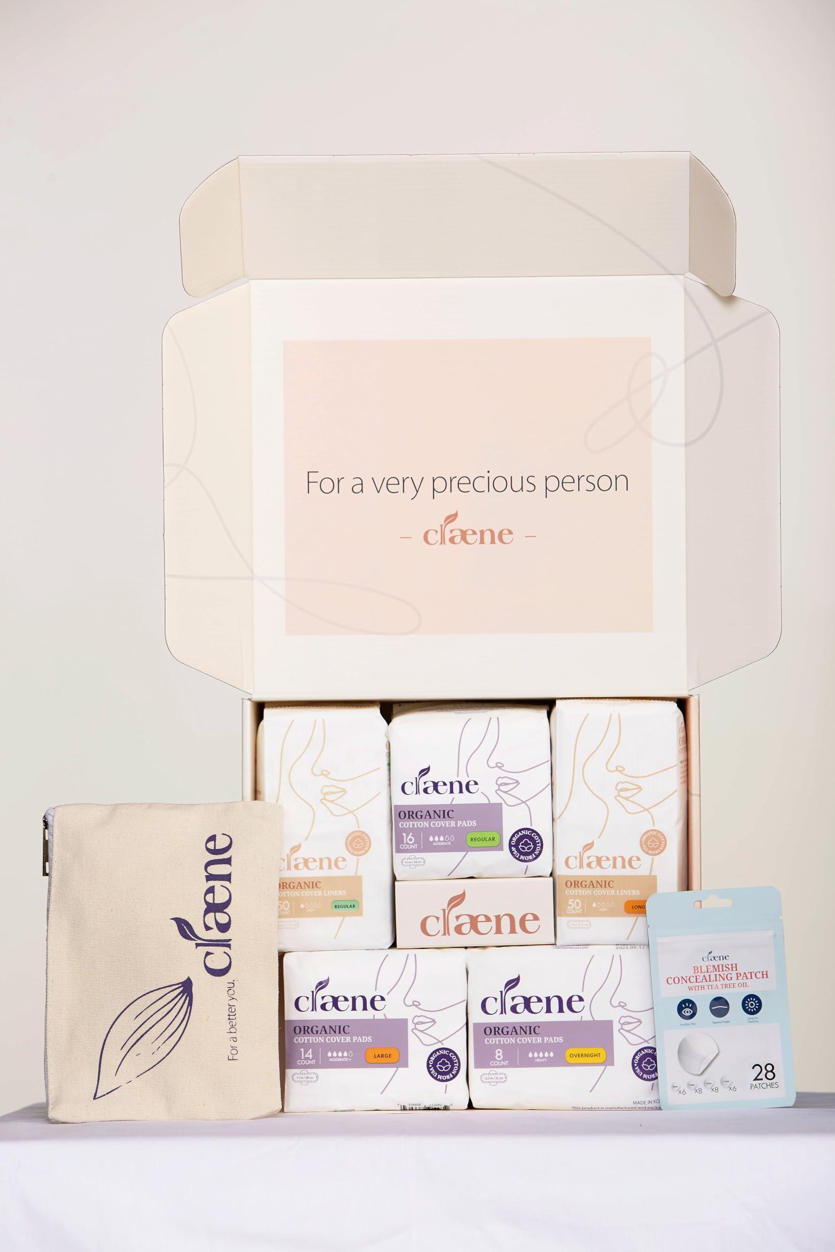 CLAENE Claene Organic Cotton Panty Liners, Unscented,Thin, Daily, Breathable, Light Incontinence, Natural Pantyliners, Menstrual Pads for women (Regular, 50P)