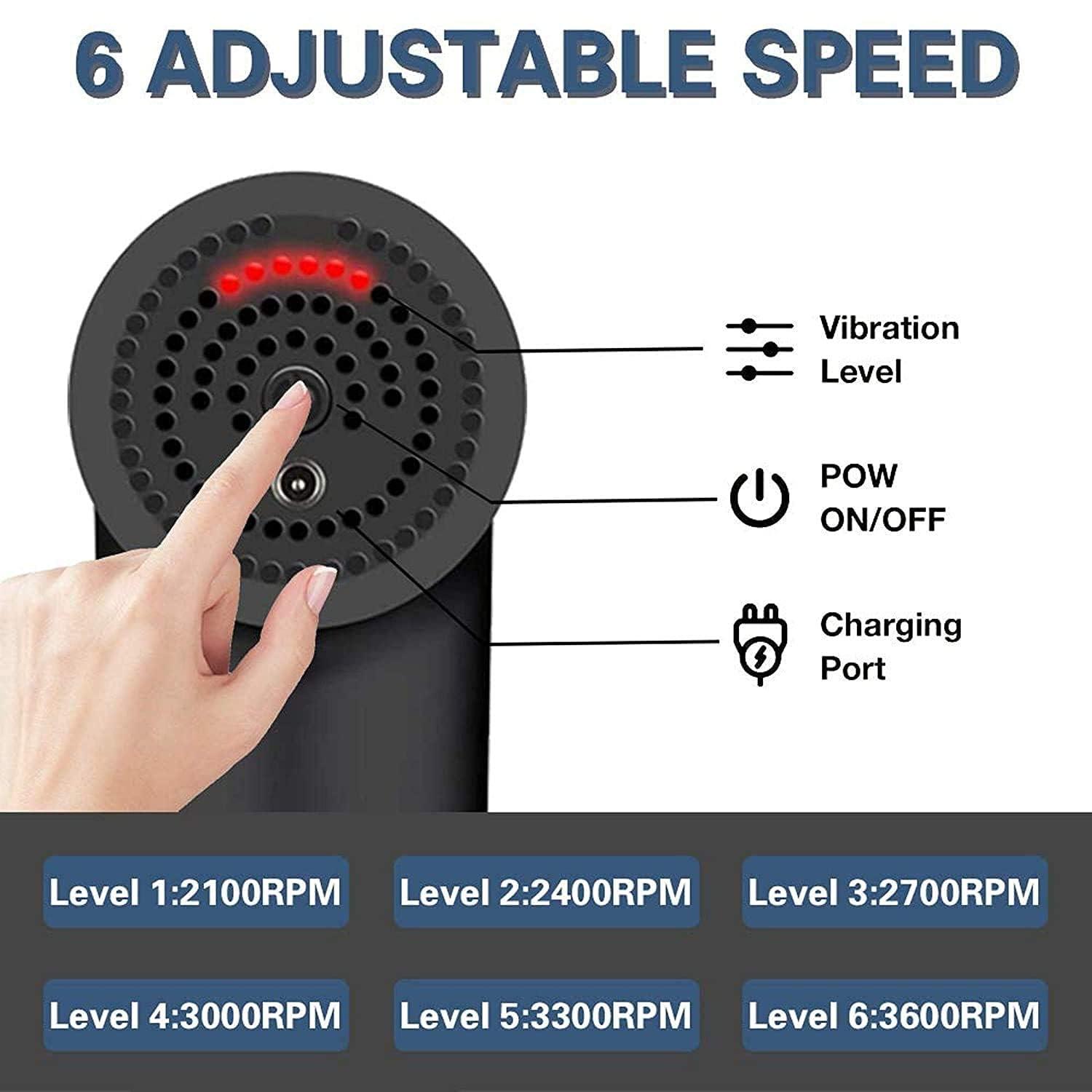 VDHJA VDHJA Body Pain Relief Massage Gun Rechargeable Handheld Massager Machine for Body Massager Sports Portable Super Quiet Brushless Motor (Black)