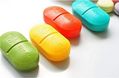 GLIVE (LABEL) GLIVE (LABEL) Portable 6-Slot Capsule Shape Pill Medicine Storage Pill Box Organizer Box for Pills/Vitamin/Supplements (1)