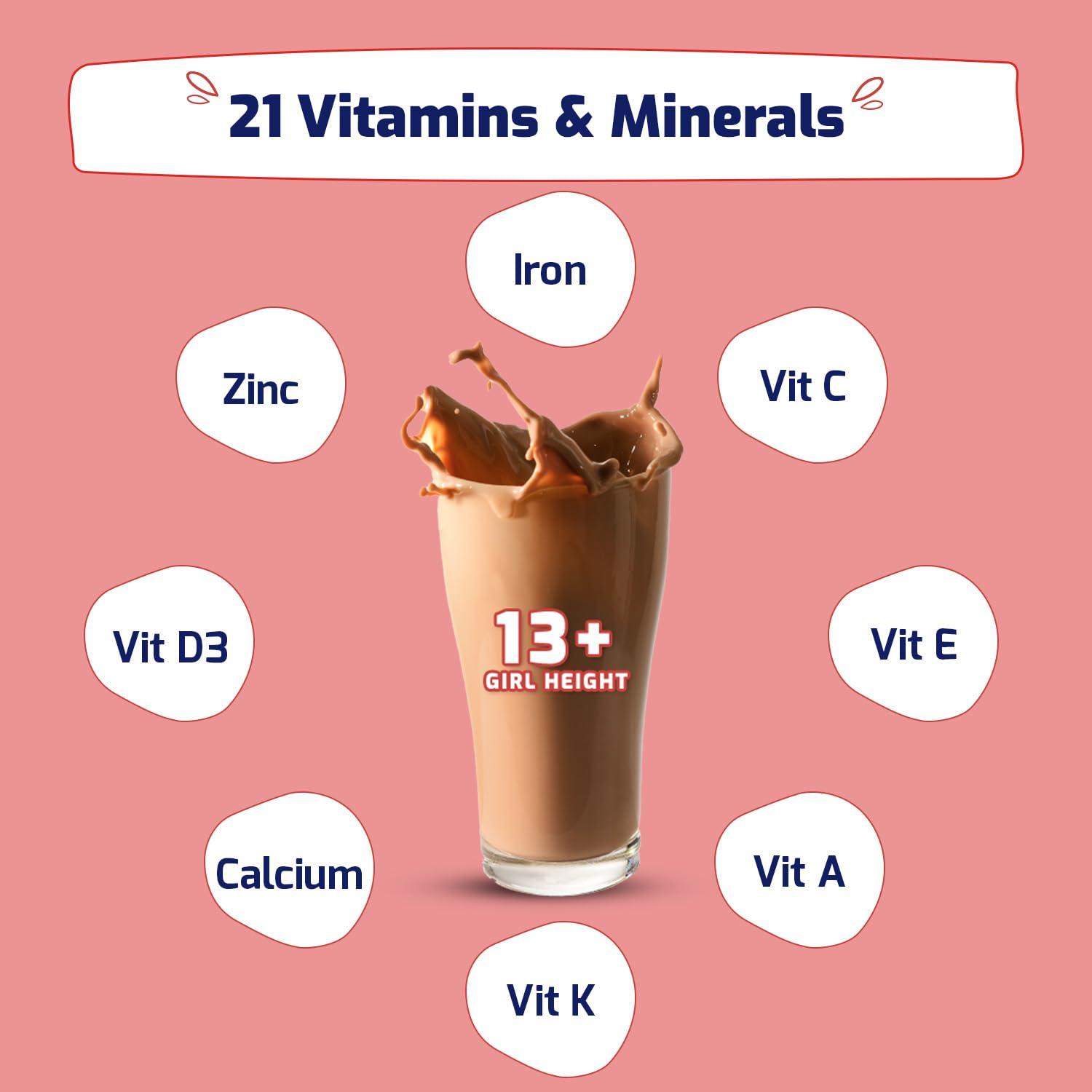 Gritzo Gritzo SuperMilk Height+ (13+y Girls), 13g Protein (Double Chocolate, 1kg) | Zero Refined Sugar, 21 Vitamins & Minerals