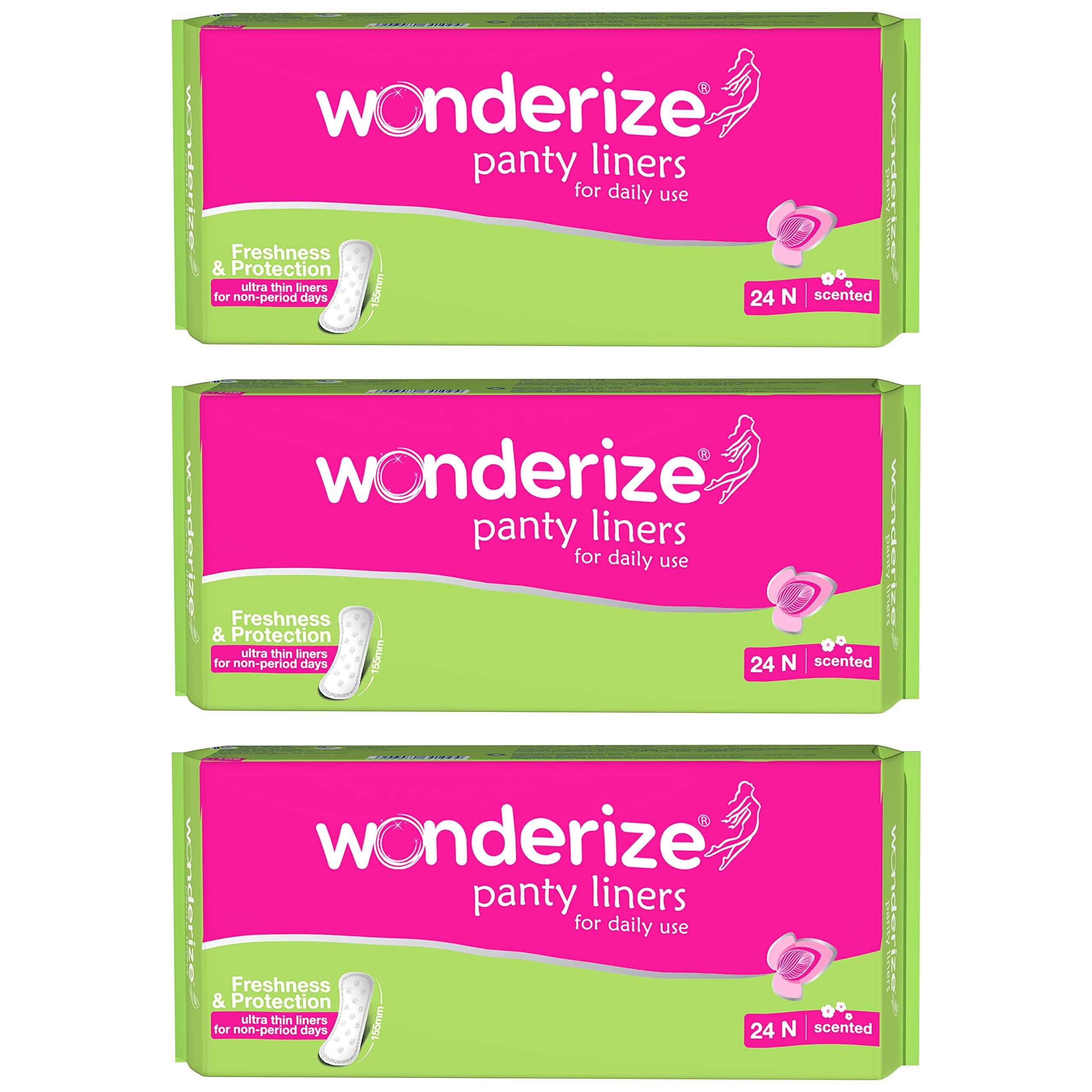 Wonderize Wonderize Ultra Thin Cotton Panty Liners - 72 Liners (Combo of 3) Size – 155mm for Daily Use Freshness and Protection (155mm (72 Count))