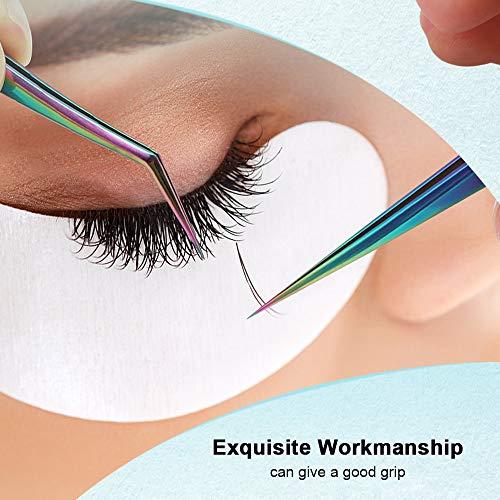Honeytecs Honeytecs 3 Pieces Eyelash Extension Tweezers Set Stainless Steel Tweezers Lash Extension Tweezers with Storage Case Eye Makeup Tools