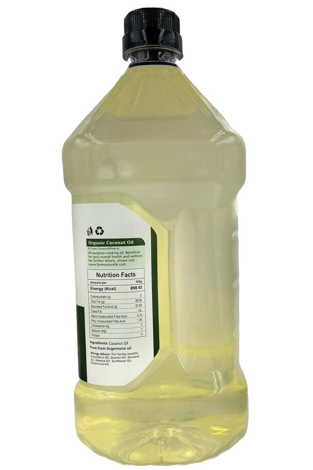 WOW Cooking Oils WOW COOKING OILS Certified Organic Virgin Cold Pressed Organic Coconut Cooking Oil (2 Ltr X 2)