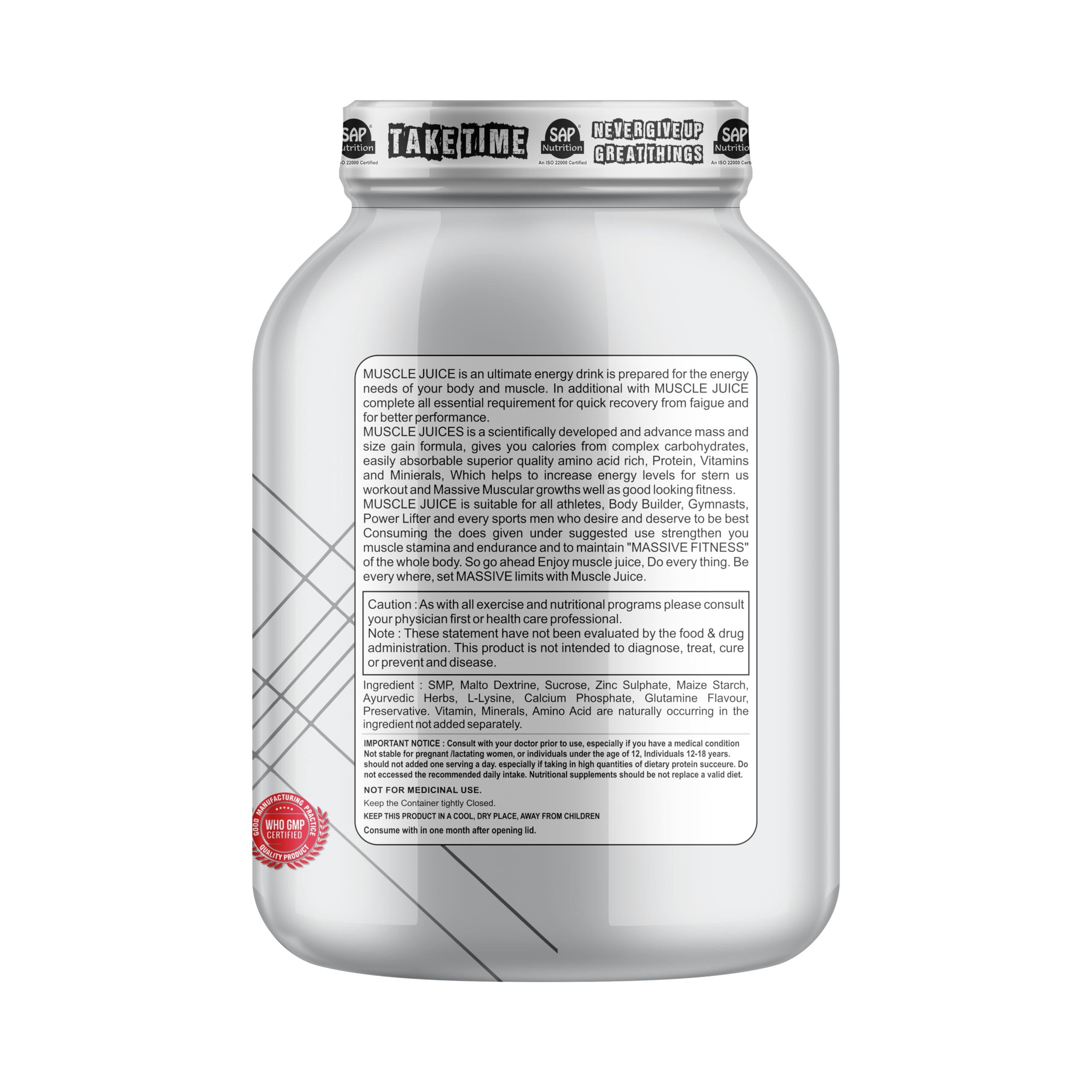 SAP NUTRITION Sap nutrition muscle Juice Gainer | Protein Powder for Muscle Gain | Whey Protein + Muscle Builder | Weight Gainer (Kulfi)