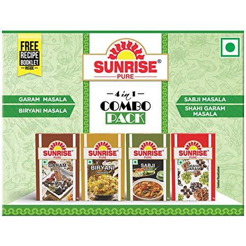 Sunrise Pure Sunrise Pure 4 in 1 Masala Combo Pack, | Garam Masala, Biryani Masala, Sabji Masala, Shahi Garam Masala 200g