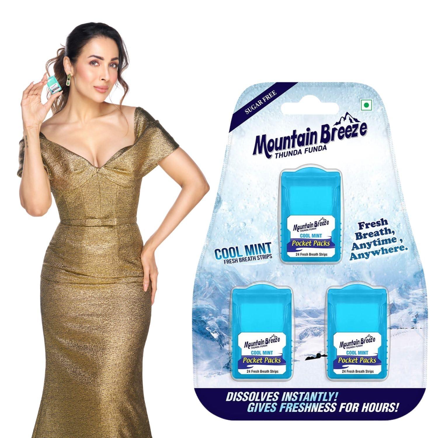 Mountain Breeze Mountain Breeze Oral Hygiene Mouth Freshener Sugar Free Cool Mint Flavoured Breath Strips (24 Strips each Cassatte)-Pack of 1(3 Cassette)