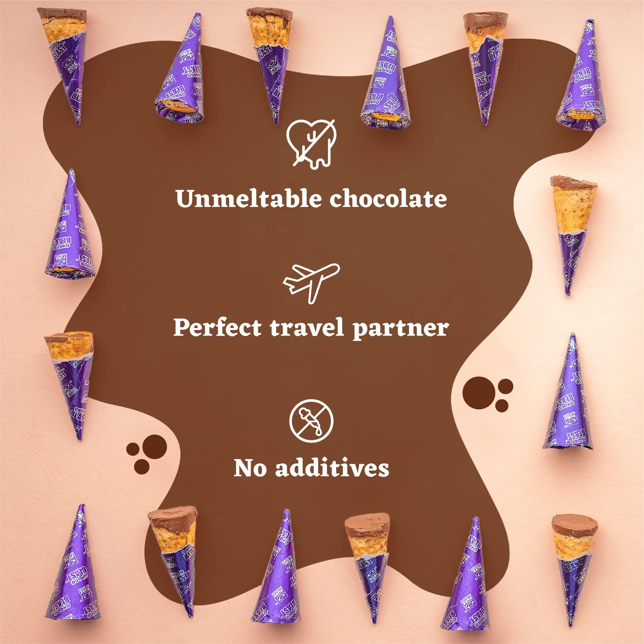 Pure Temptation Pure Temptation ChocoBlast® Premium Delicious Chocolate Flavoured Choco Fills Waffle Cones - Chocolate Gift Box - Pack of 5 (Each box contains 6 Pcs)