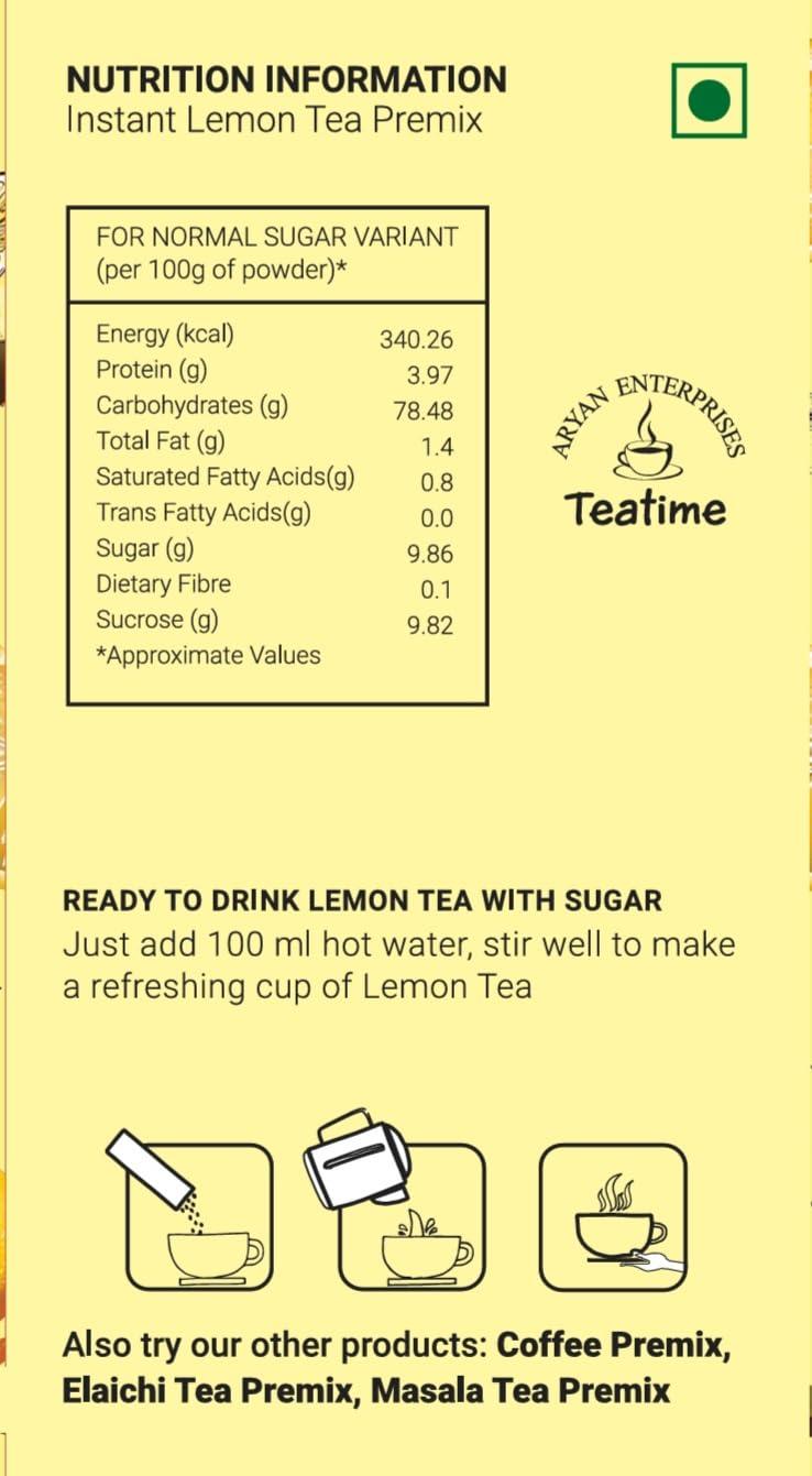 ARYAN ENTERPRISES Teatime Aryan Teatime Instant premix LEMON TEA - 20 Sachets (1pack)- Lemon Tea - Just add Hot water