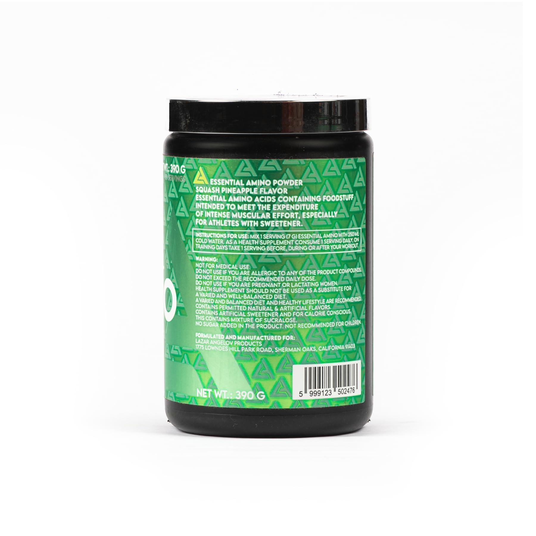 Lazar Angelov Nutrition LAZAR ANGELOV NUTRITION Essential Amino Powder EAA 55 Serv new- Intra Workout/Post Workout,9 Essential Amino acids for Muscle Recovery & Growth Free T SHIRT (PINEAPPLE)