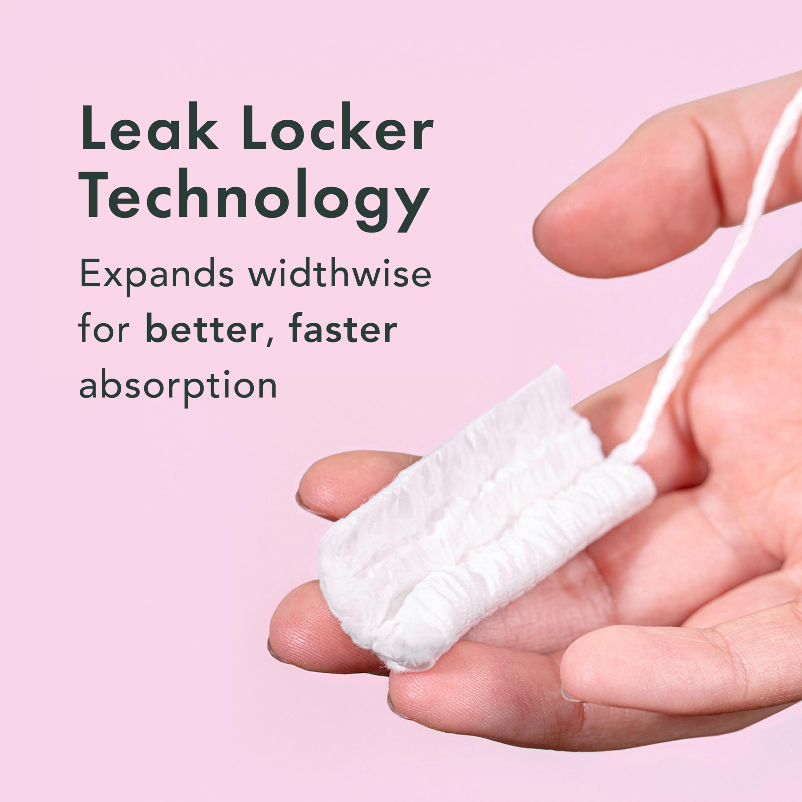 Rael Rael Organic Cotton Compact Tampons - Regular & Super Size, Plant Based Applicator, Chlorine Free, Compact Applicator with Leak Locker Technology (36 Count)