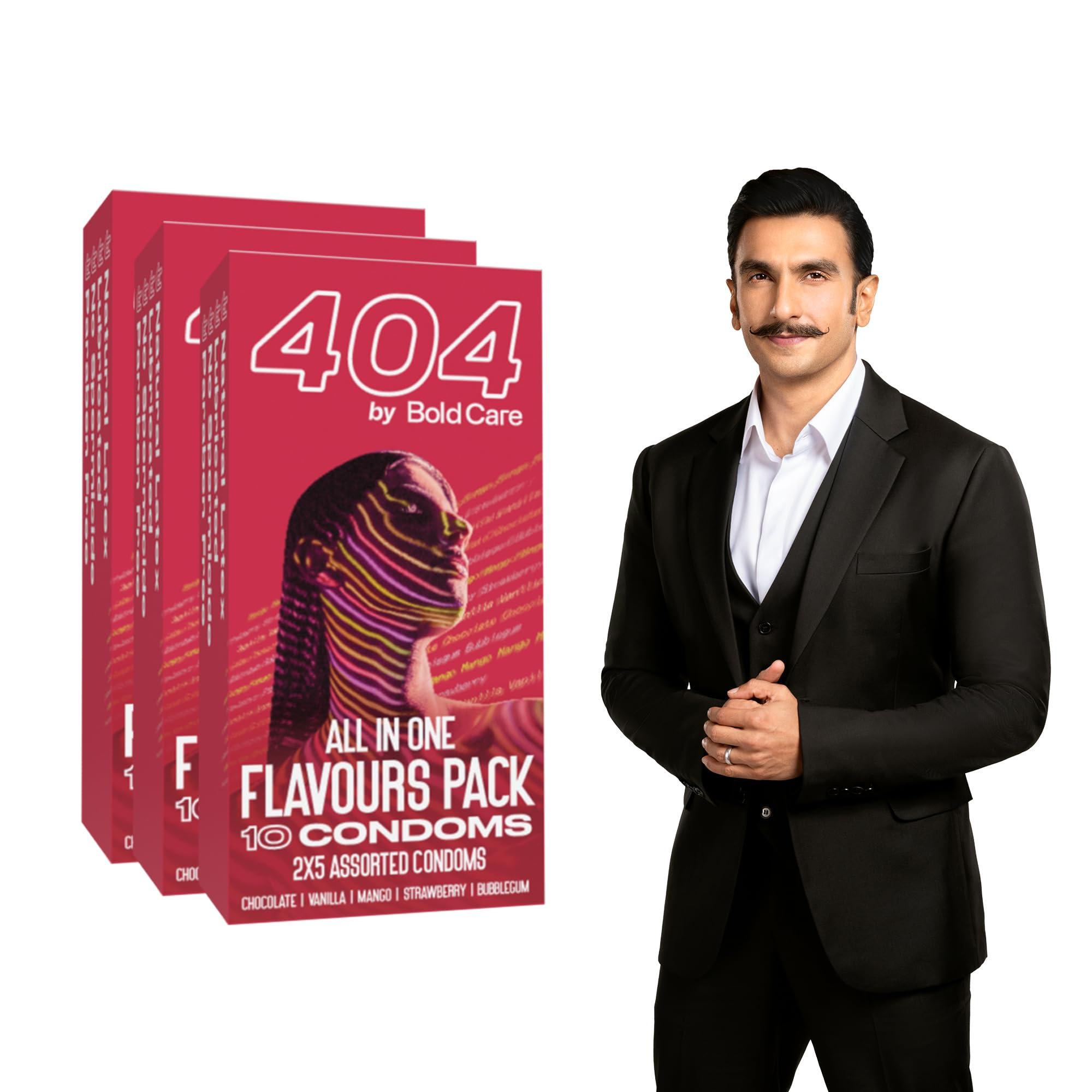 Bold Care Bold Care 404 All-In-One Multi-Flavour Condoms Pack - 2 x 5 Assorted condoms in each pack - (Pack of 3)