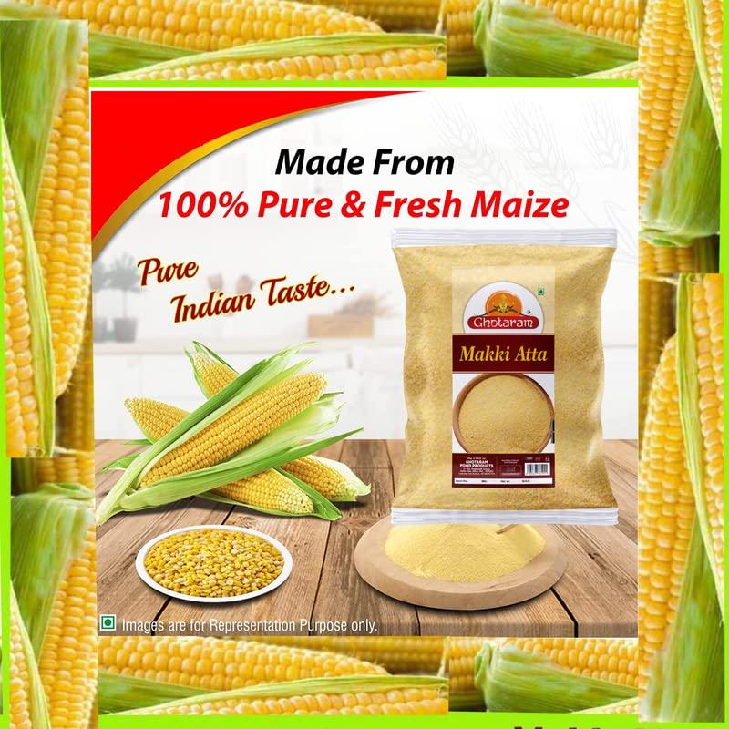 GHOTARAM Ghotaram Pali Marwar Gluten Free Makki Atta Flour | Corn Ka Atta | Makka Atta Maize Flour | Maize Grain Flour Atta A++ Anaj Makki ka Healthy Natural Flour-1440g(480g*3Pkt)