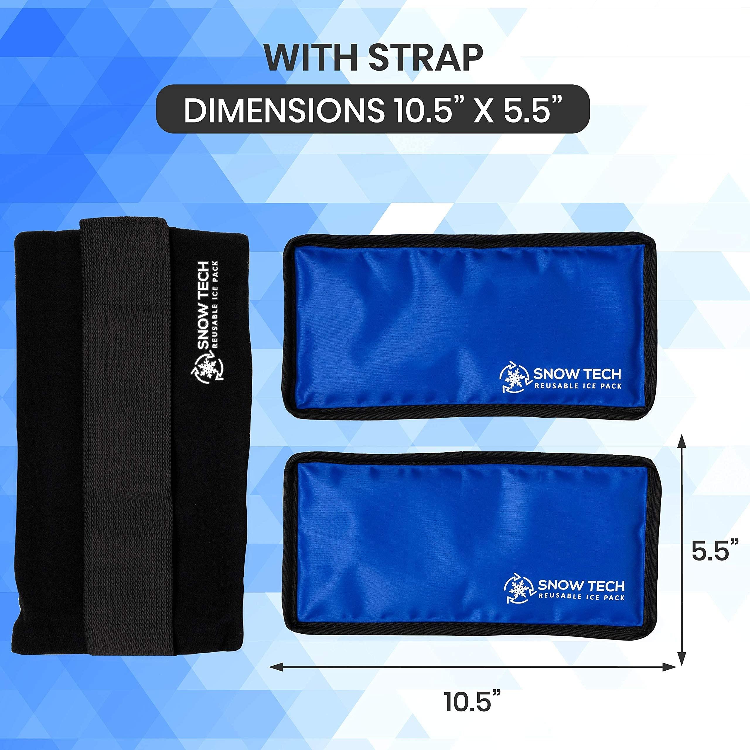 SnowTech Snow Tech Ice Pack, Ice Packs for Injuries Reusable Gel (2 Pack Medium: 10.5\" x 5.5\") Flexible Hot/Cold Pack Compress Therapy for Injury/Pain Relief for Body (Elbow, Knee, Back, Arm, Neck, Abdominal)