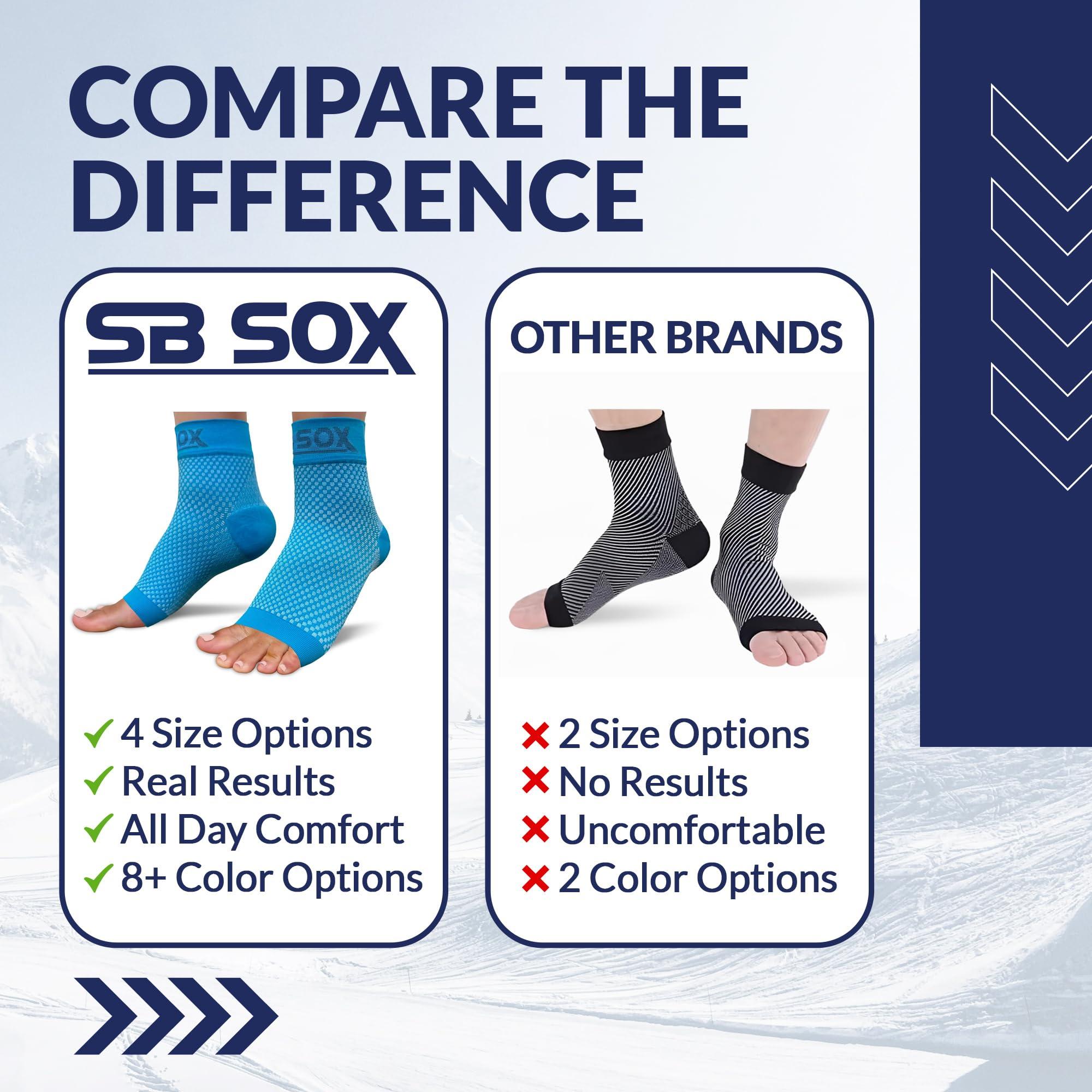 SB SOX SB SOX Compression Foot Sleeves for Men & Women - Best Plantar Fasciitis Socks for Plantar Fasciitis Pain Relief, Heel Pain, and Treatment for Everyday Use with Arch Support (Blue, Medium)