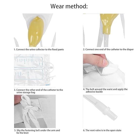 Generic Urinal Urine Bags Women Pee Catheter Elderly Female Patient Supply Wearable Cloth Urinals For Collect Kit 2 * 1000ml