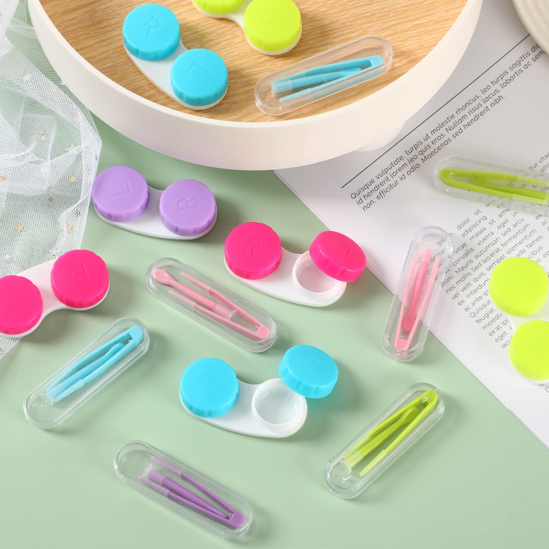 VOCOOL VOCOOL 16 Pack Contact Lens Tools Kits, 8 Pack Contact Lens Case and 8 Pack Contact Lens Tweezers Inserter/Remover Colorful Box Soak Storage Leak Proof Compact Eye Contact Case for Travel Home