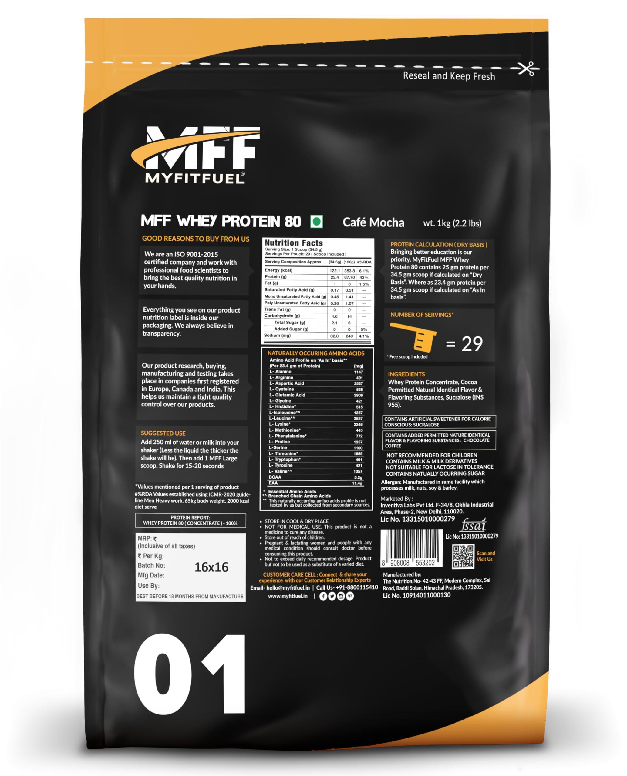MyFitFuel MyFitFuel MFF Whey Protein 80 | 1 Kg, 30 Servings (Café Mocha)