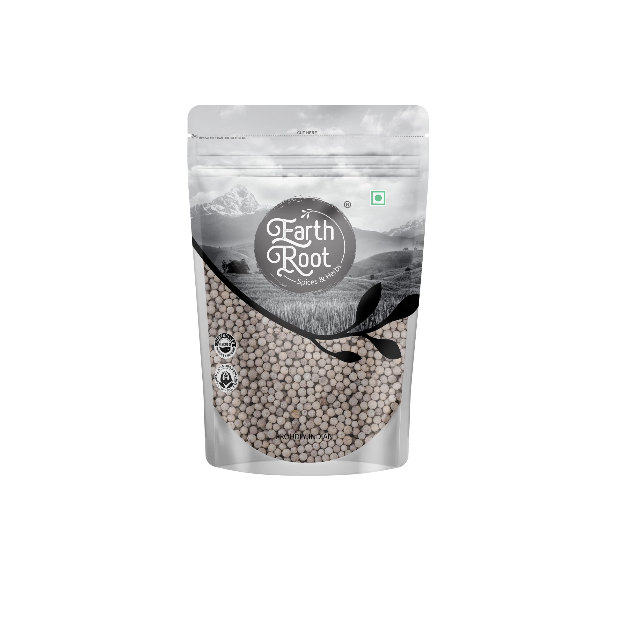 EARTHROOT EarthRoot Natural Whole White Pepper 100 gm | Safed Mirch | Sabut Safed Mirch | White Pepper corn | Can be used in various dishes | Herbal seeds