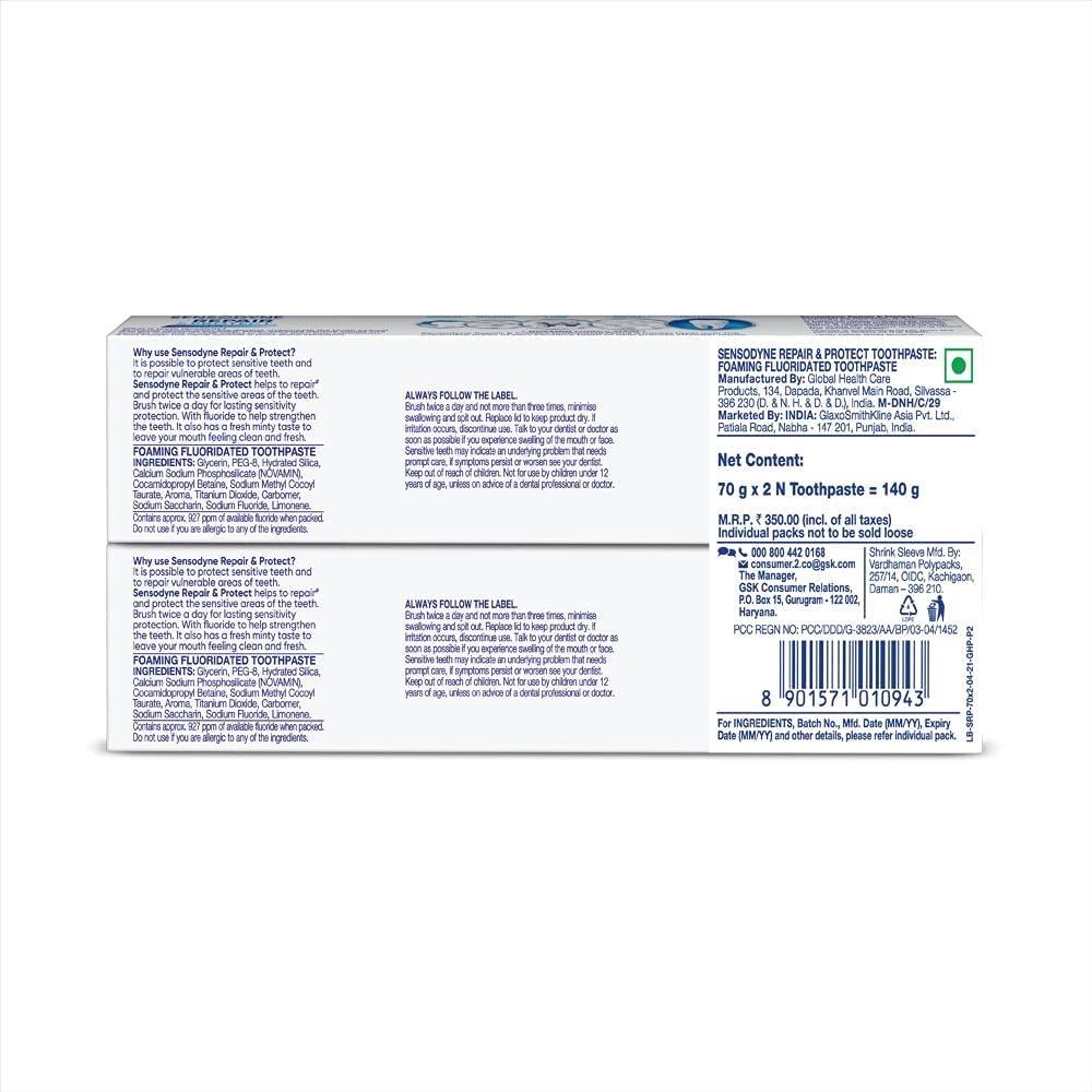 Sensodyne Sensodyne Repair & Protect Whitening With Fluoride Toothpaste 100G. (Pack 2)