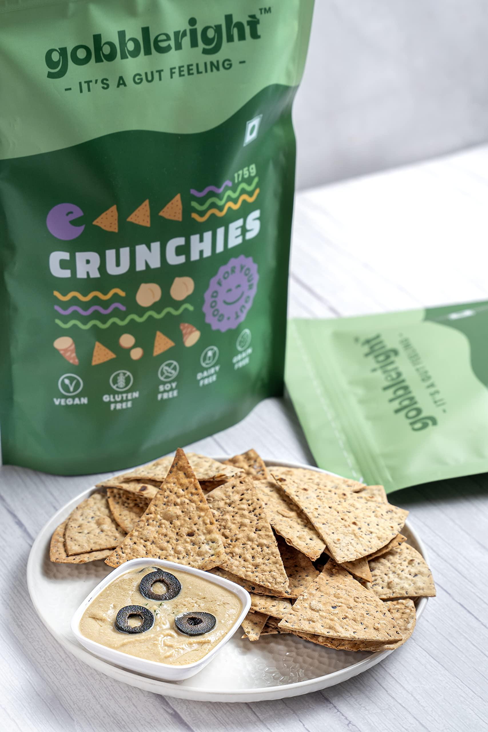GOBBLERIGHT gobbleright Crunchies - Pack of 1/Nacho Tortilla Style Chips/Gluten Free, Vegan,Dairy free, Soya free, Grain free (80 Gm Per Pack)