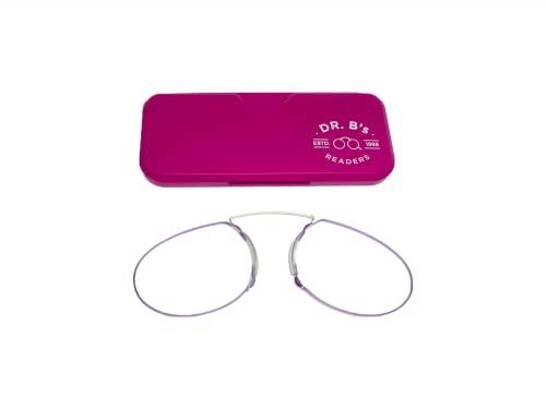 DR. B's Readers DR. B's Readers Nose Clip Reading Glasses with Universal Pod Case Men And Women Oval Eyeglasses for Reading Presbyopic Glasses Reader (Pack Of 2,Pink)