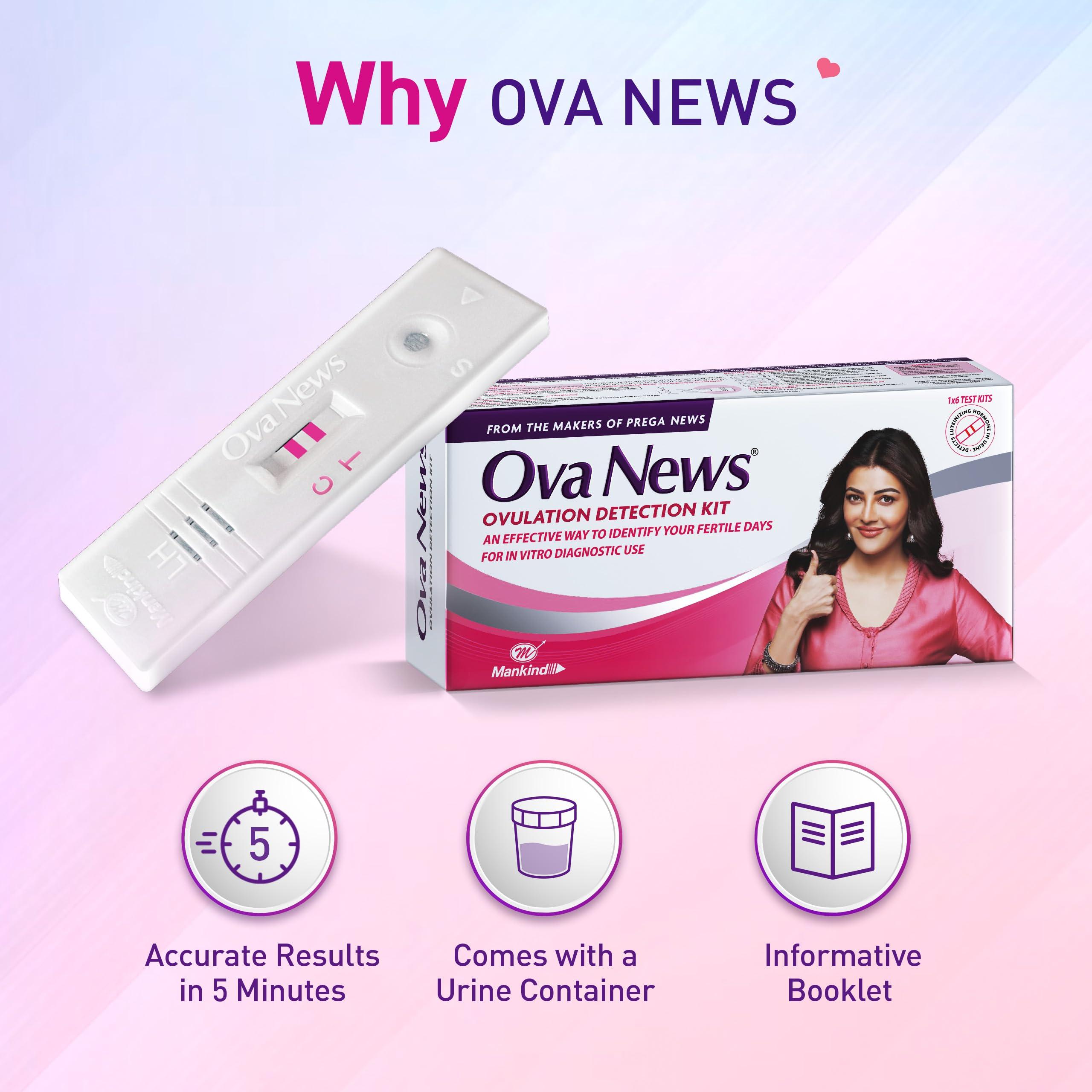 Ova News Ova News - Ovulation Detection Kit from Prega News | Identifies 5 Most Fertile Days to Conceive in 5 Mins (Pack of 5)