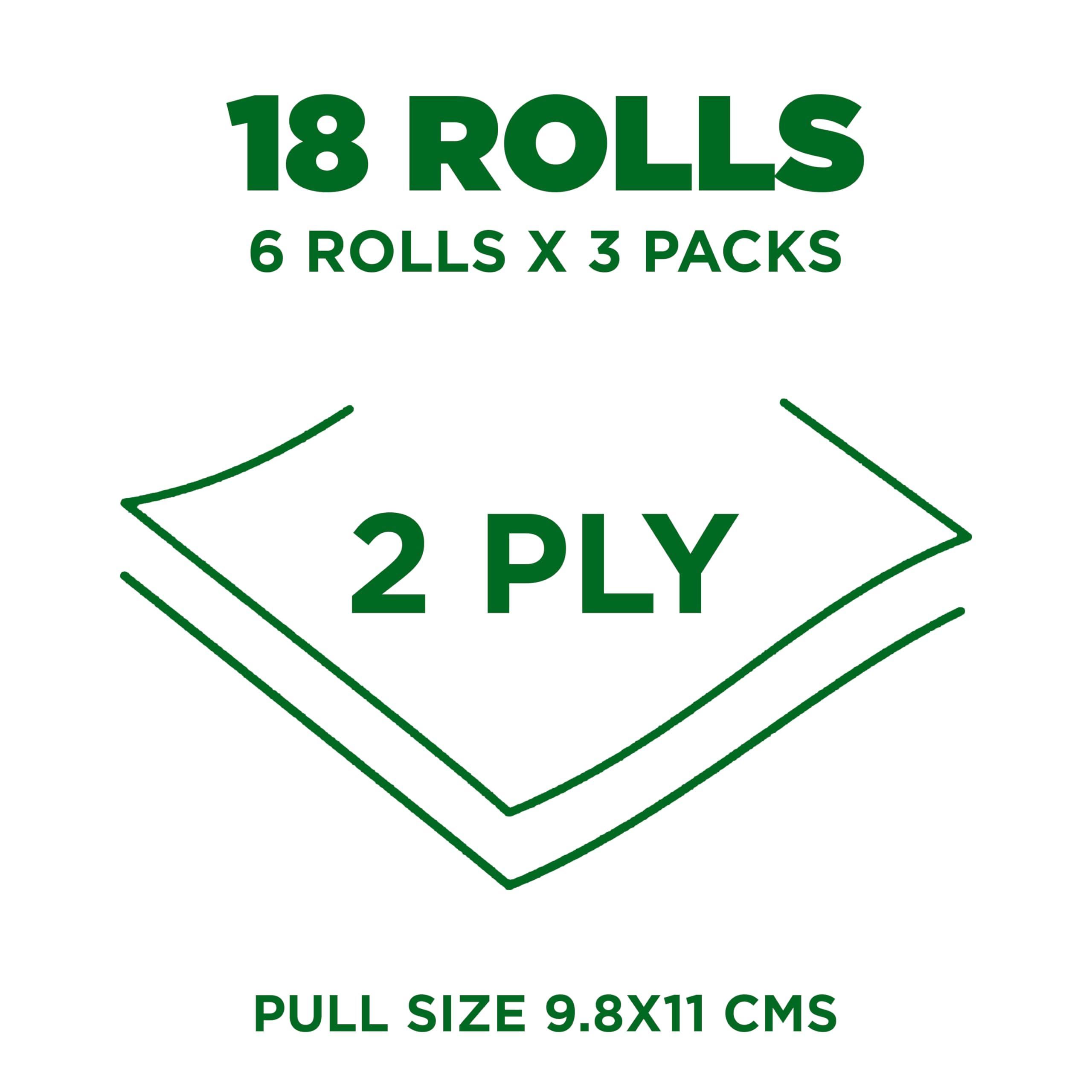 KRESSA Kressa Savvy 2 Ply Toilet paper Roll | 6 Rolls Per pack | Total 18 Rolls 3240 Pulls (Pack Of 3)