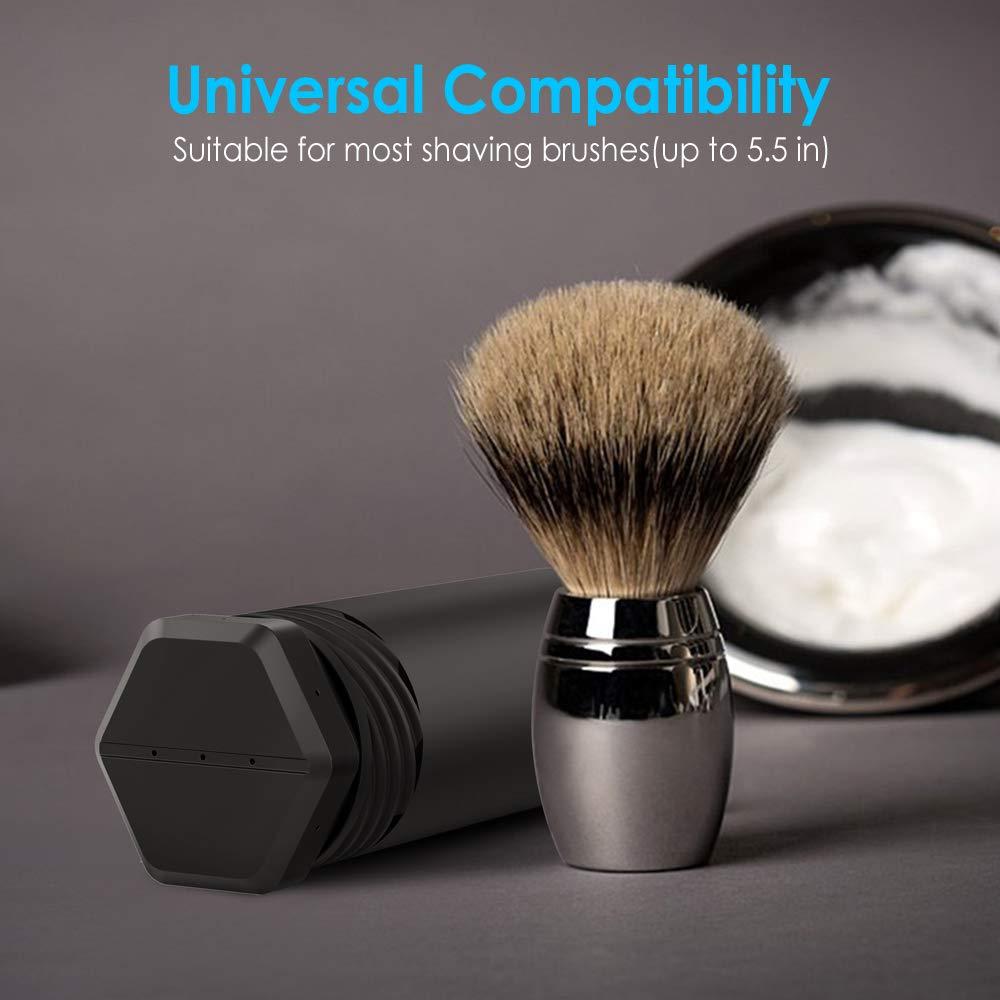 Anplus Anplus Shaving Brush Travel Case, Shave Brush Holder Stand with Adjustable Height Compatible Most of Shaving Brushes (Brush not Included), Black