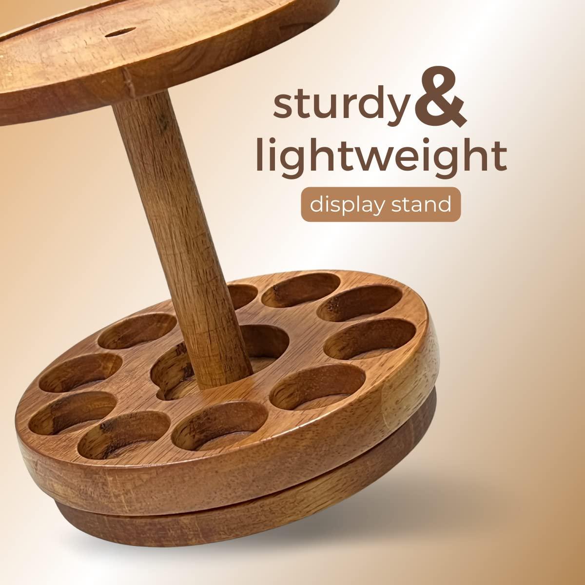 FOM (Friends of Meditation) Essential Oil Diffuser Stand | Holds upto 10 Bottles and Diffuser | Essential Oil Storage Display Stand Wooden 2 Tier