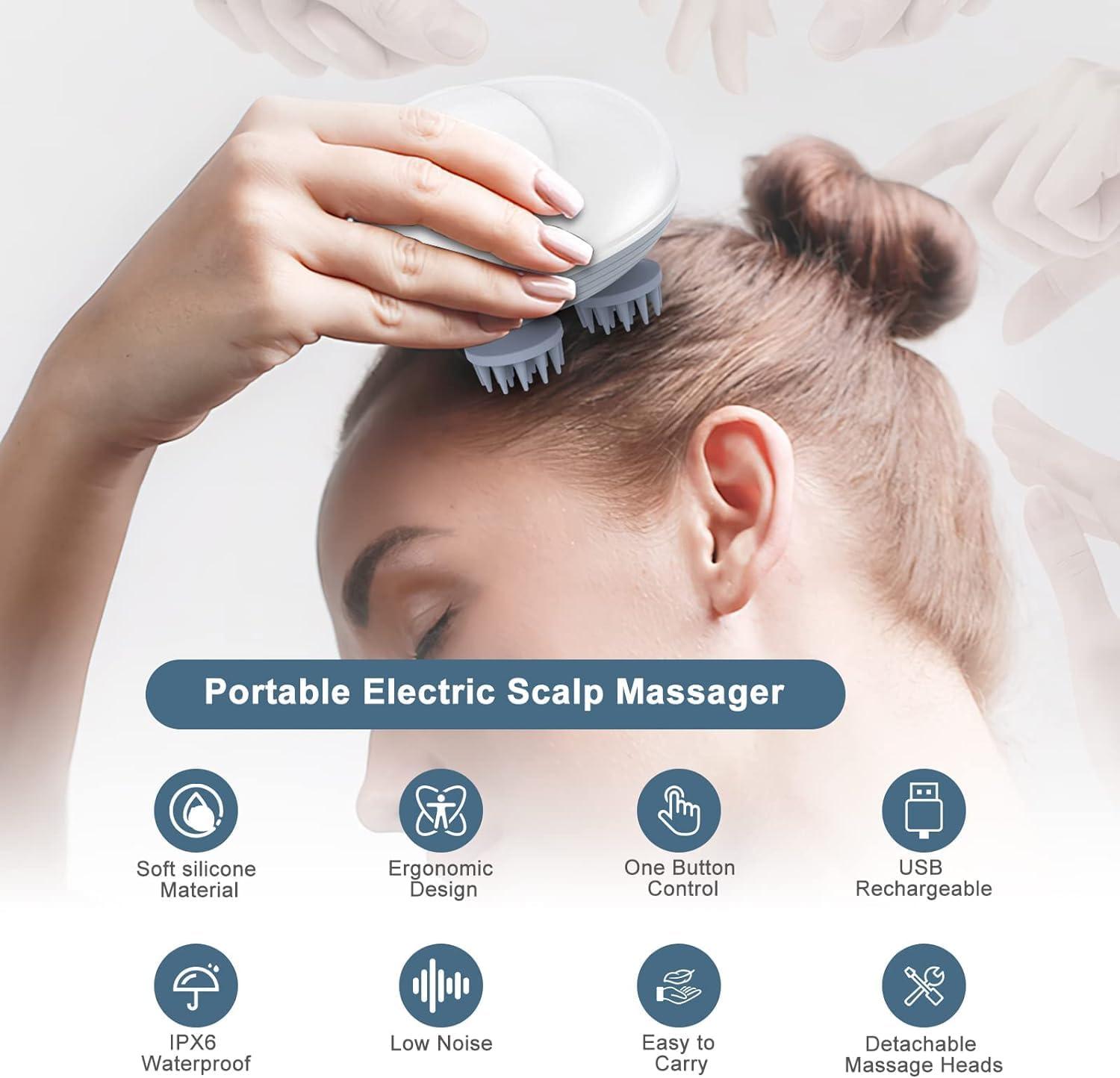 Generic Electric Scalp Massager, Head Massager Scalp with 4 Removable Massage Claws, Rechargeable Waterproof Massage Scalp for Full-Body Massage, Deep Clean and Stress Relax (Multi color)