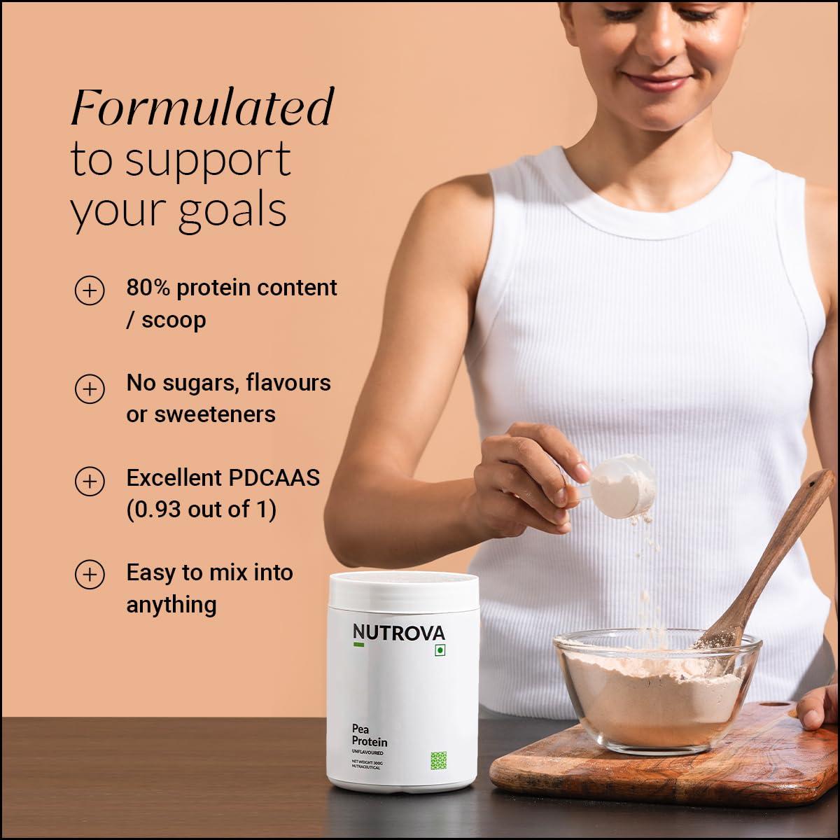 NUTROVA NUTROVA Pea Protein Powder, Vegan Protein Isolate 1 Kg | No Added Sugar, Artificial Sweeteners or Flavours | Vegan & Gluten-free | 80% protein content, 8g protein every 10g scoop
