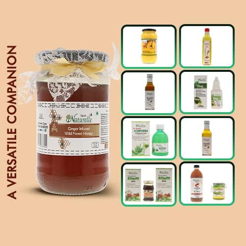 Farm Naturelle Farm Naturelle Healthy Ginger Infused Honey 300gm |100% Pure Honey| Raw & Unfiltered|Unprocessed|Lab Tested Honey In Glass Jar with Engraved Virgin Wooden Spoon