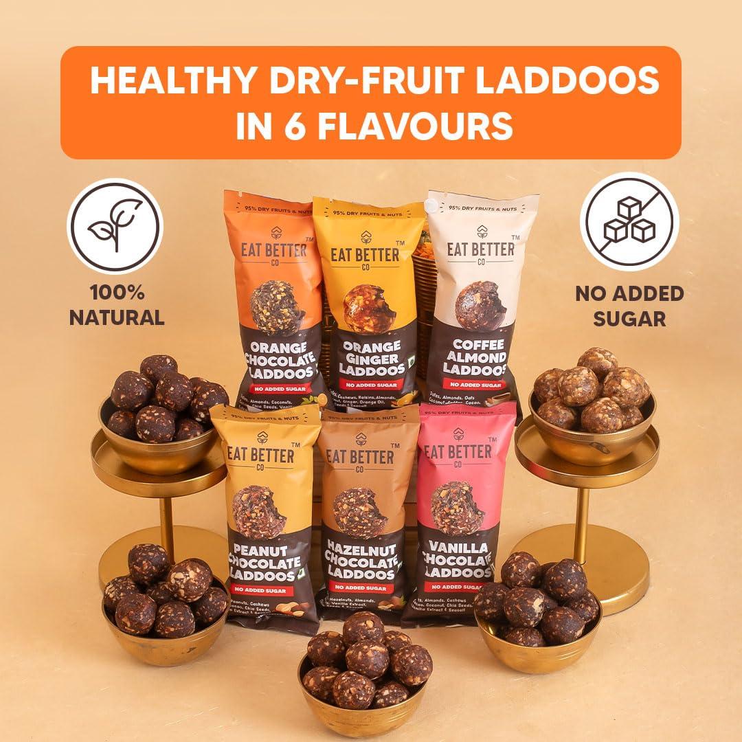 EAT BETTER CO Eat Better Co - Ultimate Snack Box -12 Healthy Snacks - Roasted Namkeens, Dry-Fruit Laddoos - No Added Sugar - Chocolate Coated Nuts & more - As Seen on Shark Tank India