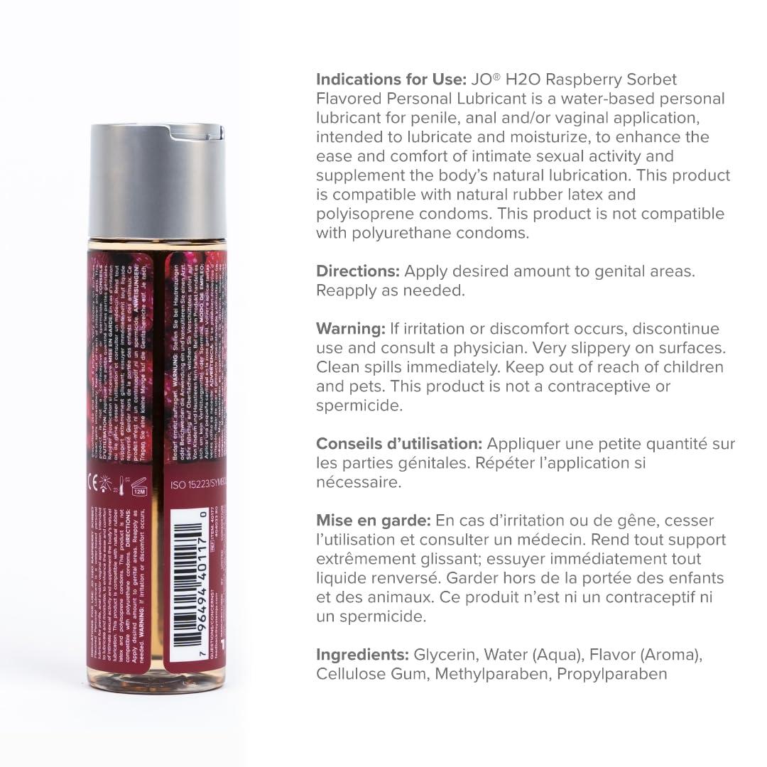 JO System Jo H2O Flavored Lubricant, Raspberry, 5.25 oz/155 ml