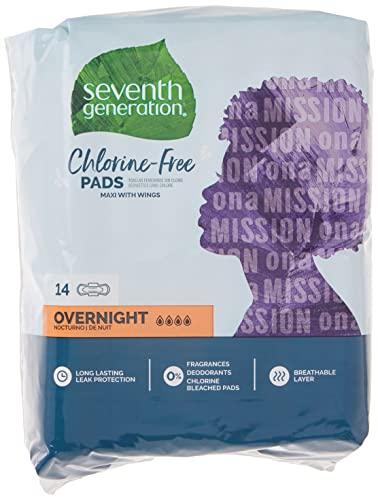 Seventh Generation Seventh Generation Maxi Pads, Overnight with wings, Free & Clear Chlorine Free Maxi Pads, 14ct
