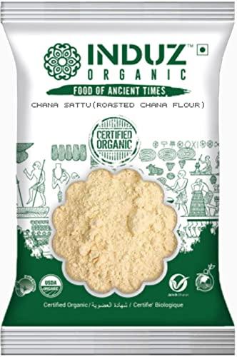 INDUZ ORGANIC Induz Organic Roasted Chana Sattu Atta - 500g | Rosted Gram Flour, Sattu Powder Chana Flour | Organic, Chemical Free, Natural