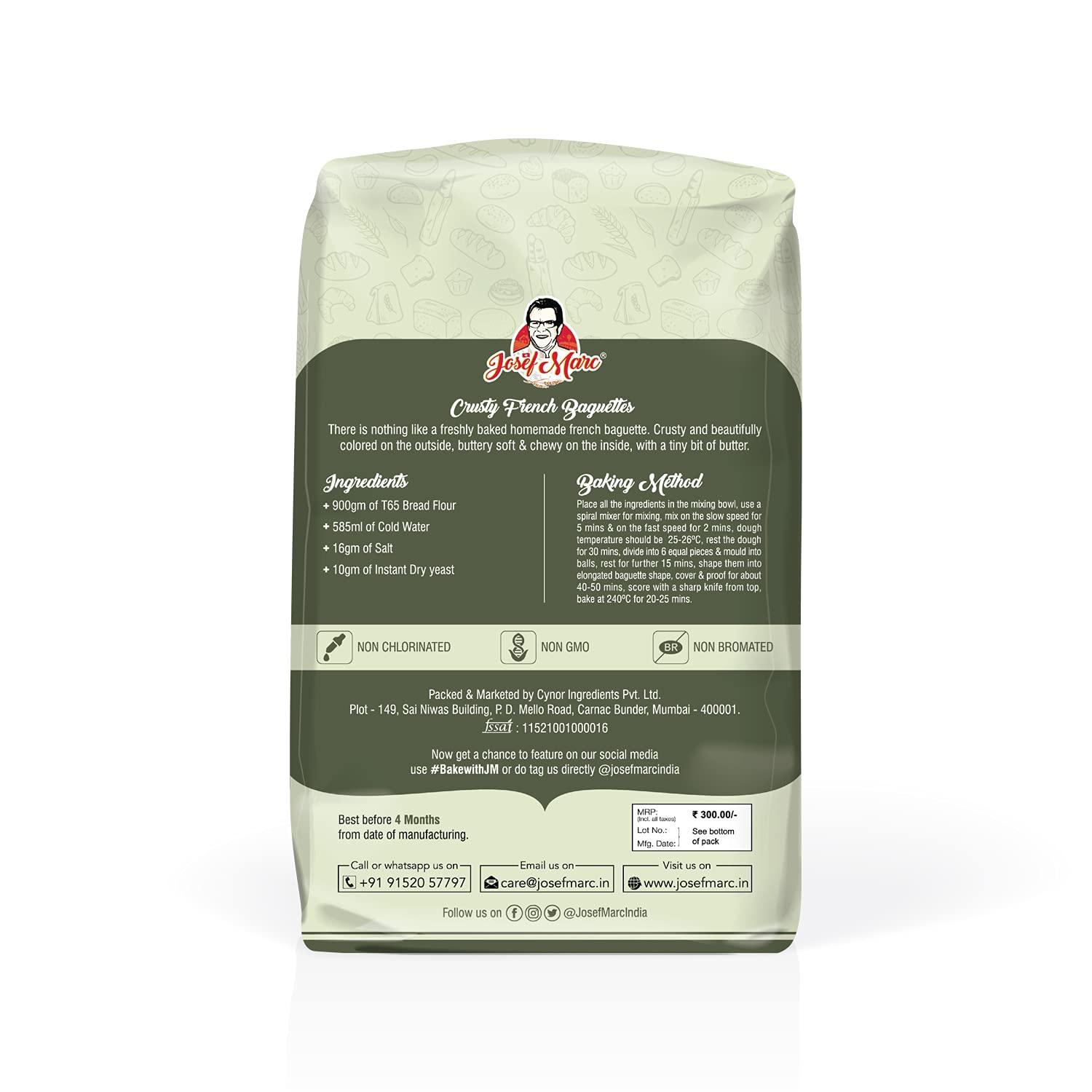 JOSEF MARC JOSEF MARC Farine De Ble T65 Bread Flour, 2 LBS (907g) - Unbleached & High Protein Flour, All Purpose Bread Flour, Strong Bread Flour
