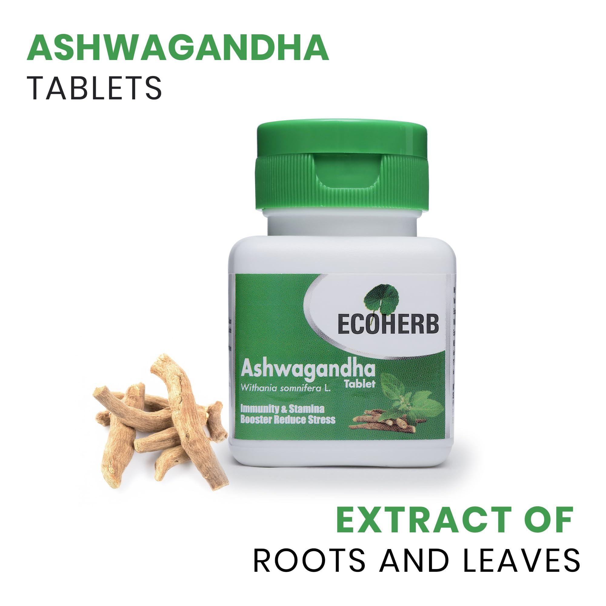 ECOHERB ECOHERB Ashwagandha Tablets I Immunity booster I Antioxidant I Rejuvenate mind & body | 60Tablets