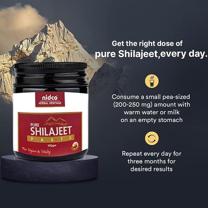 NIDCO Herbal Heritage NIDCO Herbal Heritage Shilajeet (Shilajit) Pure Resin | Paste 100% Ayurvedic Boost Performance Strength, Stamina, Endurance and Power| Maximum Potency & Immune Support (100gm)