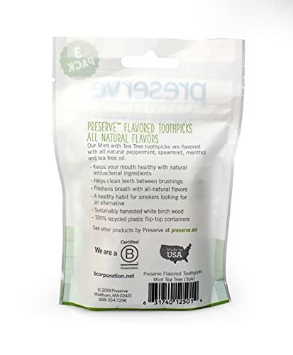 Preserve Preserve Flavored Toothpicks, Mint Tea Tree, 3 Count