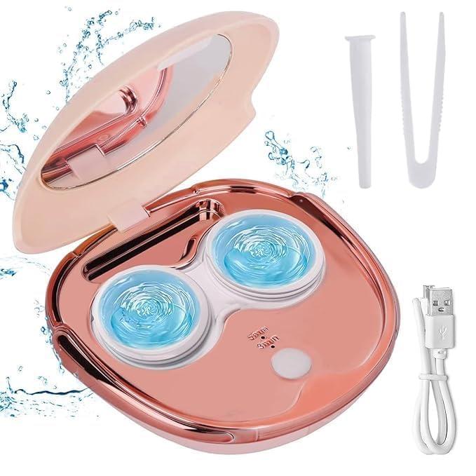 ZURITY ZURITY Portable Ultrasonic Contact Lens Cleaner Machine With USB Charging Cable Automatic Soft/Hard/Contact/Colored Lens Cleaner With Mirror (Pack of 1,Multicolor)