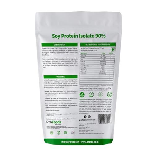 ProFoods Profoods Soy Protein Isolate 90% Powder (350 Grams) | Unflavoured | Vegan Protein Source | 90g of Protein Per 100g | Non-GMO