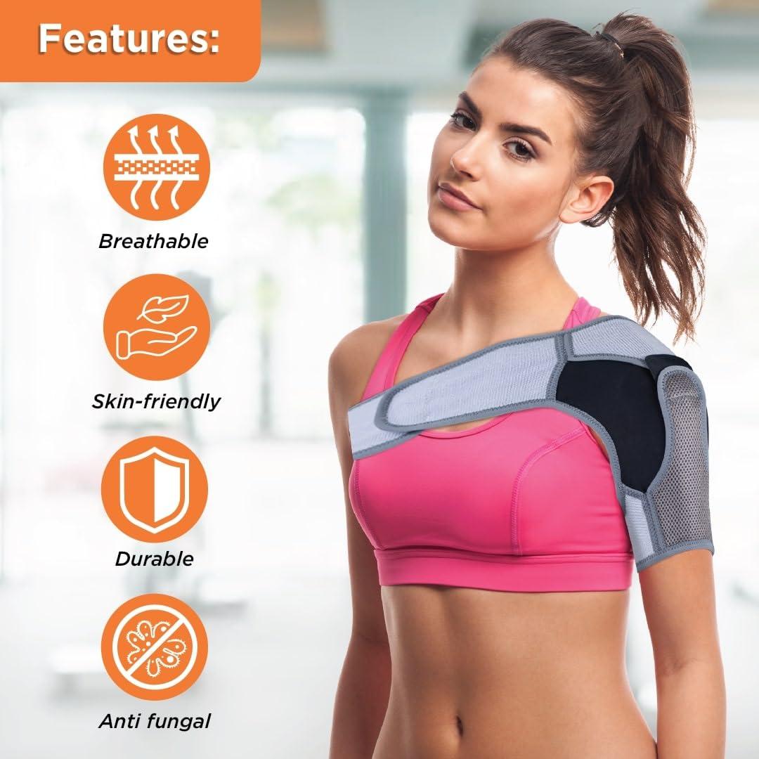 Vissco Vissco Shoulder Support, Shoulder Immobilizer With Adjustable Stretchable Strap, Better Immobilization, Pain Reliever For Rotator cuff injury, Post paralysis - Small (Grey)