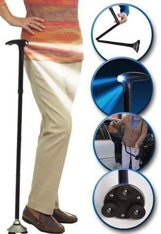 Crownish Crownish walking stick Trusty Cane LED Folding Walking four Head Pivot Base Adjustable As Seen On TV