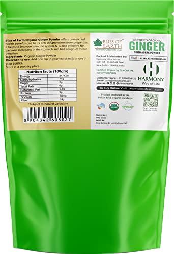 BLISS OF EARTH Bliss of Earth Certified Organic Ginger Powder Dry for Tea & Juice, Pure Antioxidant Super Food, 250GM