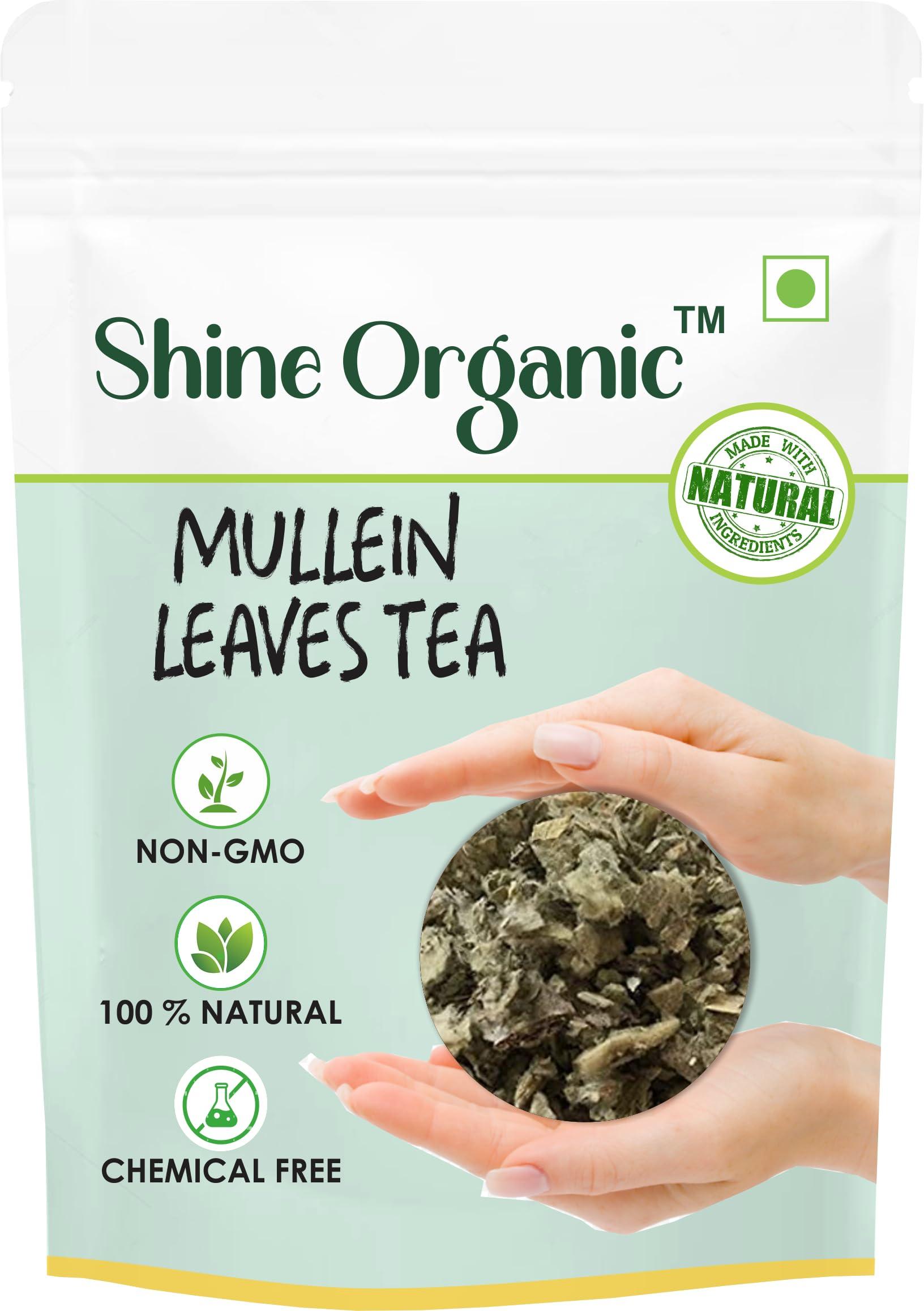 Shine Organic Shine Organic Mullein Tea Leaves, 200 Cups For 100 gm,Mullien tea Leaves Helps in Immunity, Lung Detox and Respiratory - (200 gm)