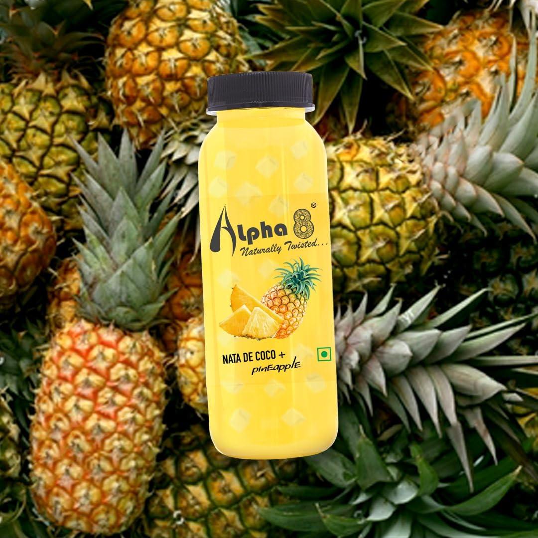 ALPHA 8 ALPHA 8 Natural Energizer & Immunity Booster, Healthy Juice, High Fiber, Real Natural Taste Juice (Pineapple, 200 ml (Pack of 24))